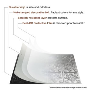 Fasade Terrain Decorative Vinyl 18in X 24in Backsplash Panel In Vintage Metal 5 Pack